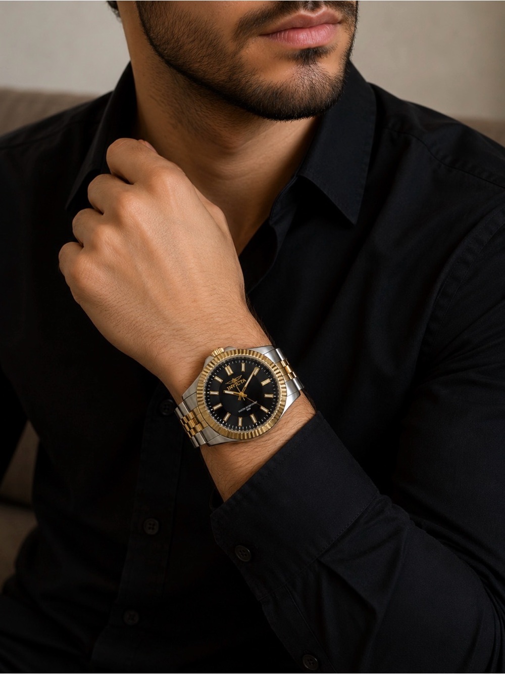 NEW Invicta Specialty 47483 Men’s Two Tone Stainless Steel Watch Black Dial 50M - Picture 1 of 11